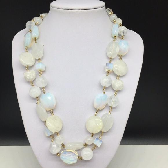 Talbots Jewelry - NEW Talbots White Iridescent Glass Beaded Necklace